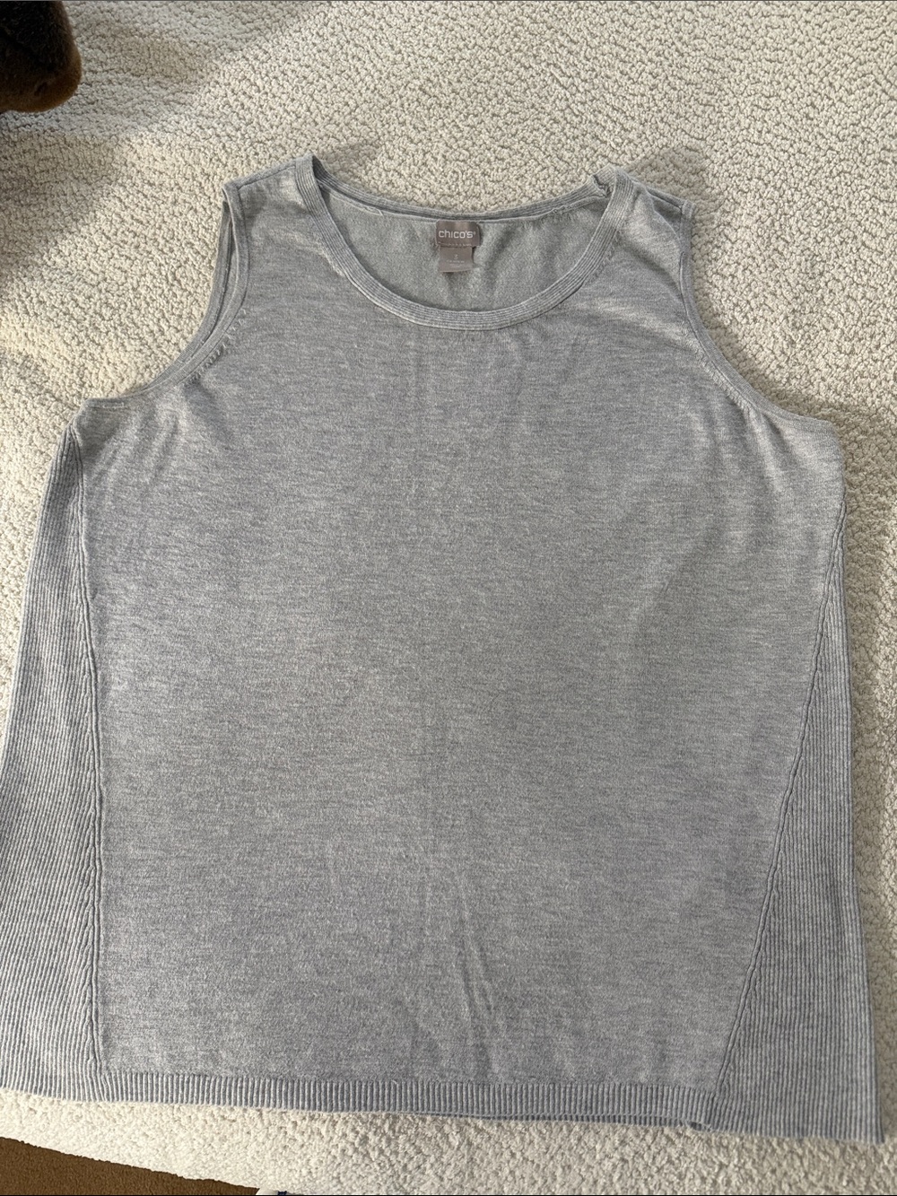 Chico's Light Heather Gray Rib-Panel Sleeveless Top - size XL